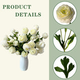 12Pcs Artificial Ranunculus Flowers – 36 Head 16.5" Silk Ranunculus Flowers Bouquets For Home Decor, Wedding Bridal Shower Centerpieces, And Diy Floral Arrangements (White)