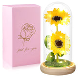 Valentines Day Rose Gifts For Her,Valentines Gifts For Women,Valentines Birthday Gifts For Women,Valentine'S Day Flowers Gifts For Mom Girlfriend Wife,Sunflower In A Glass Dome Gifts For Valentine Day