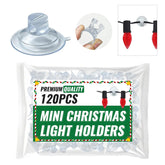 120Pcs Mini Christmas Light Suction Cups,Small Holiday Light String Hooks Holders, Clear Rope Light Caddy Window Glass Suction Cup Clips Hang Seasonal Lights & Xmas Decorations