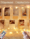 33FT Photo Clip String Lights 100 LED Battery Operated Fairy Lights with Remote 50 Clear Clips 8 Modes for Bedroom Wall Decor