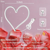 Pink Heart Neon Sign Dimmable USB LED Wall Light 13.4 x 13 Inch for Bedroom Wedding Party Decor
