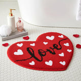 Valentines Day Bath Rug Heart Shaped Non Slip Mat Indoor Entryway Floor Rug For Entrance Outside Home Kitchen Living Room Bathroom Decor 23.6”X23.6”