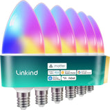E12 LED Light Bulbs 6 Pack Smart Candelabra Color Changing Bulbs for Home Lighting