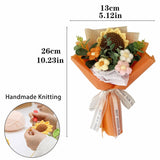 Crochet Flowers Bouquet, Handmade Knitted Bouquet, Crochet Flower Kit Knitted Fake Sunflower Daisy, Gift For Mother Wife On Birthday Anniversary (Orange)