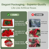 20Pcs Realistic Red Roses Artificial Silk Flowers With Long Stems, Real Touch Fake Red Roses Bulk For Arrangement Wedding Party Home Table Decor, Diy Bouquet