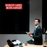 Nobody Cares Work Harder Neon Sign Motivational LED Wall Light for Gym Office Bedroom Decor