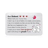 Husband Wallet Insert Card My Man Birthday Greeting Cards Soulmate Wedding For Him Valentines Day Romantic Love Pocket Card Christma Retirement Personalized Stainless Steel Keepsakes