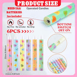 6 Pcs Valentines Day Flameless Taper Candles 8.7 Inch Candy Conversation Heart Battery Operated Led Candlesticks For Valentines Day Home Party Decor Anniversary Wedding Supplies
