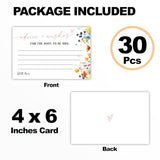 Wildflower Floral Bridal Shower Advice & Wishes Cards, 30 Pcs Minimalism Wedding Wishes Cards, Advice For Newlyweds, Wedding Party Decorations, Bridal Shower Party Favors & Supplies - A01