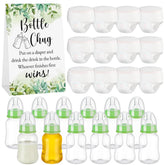 12 Set Bottle Chug Baby Shower Games Favors Funny Diaper Change Game Including Plastic Baby Bottles Chug Disposable Diapers Themed Sign For Gender Reveal Party Supplies(Green,Greenery)