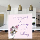 Cute Birthday Cards For Nanny - Birthday Flowers - Happy Birthday Card For Nanny From Grandson Granddaughter, Nanny Special Birthday Gifts, 5.7 X 5.7 Inch Mother'S Day Greeting Cards