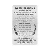 Engraved Stainless Steel Grandmother Card - Heartfelt Gifts For Grandma, Mother'S Day, Christmas - Durable Wallet Card To My Grandma