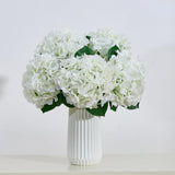 8Pcs White Fake Flowers Silk Hydrangea Artificial Flowers Bouquets Faux Ivory Hydrangea Stems For Home Table Centerpieces Wedding Party Decoration