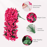 Artificial Bougainvillea Flowers, 2 Pcs Plastic Long Trailing Vines Fake Flowers For Outdoor Indoor Garden Porch Patio Balcony Decor, Uv Resistant, Hot Pink