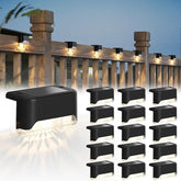 16 Pack Solar Deck Lights Black IP65 Waterproof Fence Step Railing Pathway Lights