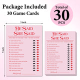 Pink Bridal Shower Game Set, He Said She Said Game, Wedding Games Cards For Reception, Bridal Shower Games 30 Guests For Engagement Wedding Party - A005