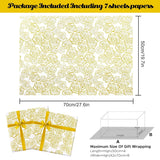 Wedding Wrapping Paper, 7 Sheets Golden Rose Pattern In White Art Paper With 1 Roll Gold Ribbon, 20 X 28 Inch Per Sheet Folded Flat Gift Wrap For Weddings, Birthday, Baby Showers, Bridal Showers