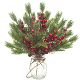10 Pcs Artificial Pine Cone Picks And Red Berry Mini Artificial Pine Tree For Christmas Party Flower Wreaths And Holiday Decorations
