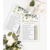 Bridal Shower Games – He Said She Said Game With Fun Bride And Groom Trivia, Wedding Shower Activity, Botanical Eucalyptus Theme, 50 Guests