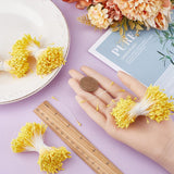 1600Pcs 2Mm Yellow Pearl Double Heads Handmade Flower Stamen Flower Stamens Pistil Artificial Pearlized Floral Pollens Stamen For Christmas Wedding Flower Making Scrapbook Decoration