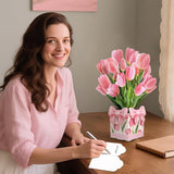 Pop Up Cards, Tulips 13.9 Inch Paper Flower Bouquet Cards For Birthday, Anniversary, Get Well Greeting With Blank Note Card & Envelope (Tulip Princess)