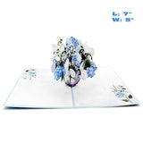 Blue Hydrangea And Rose Flower Bouquet Pop Up Card, 3D Blooming Love Greeting Card For Birthday, Mothers Day, Valentines Day, Anniversary, Congratulations, Thinking Of You, All Occassions By Teabug