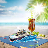 Cruise Ship Card Pop Up - 3D Greeting Card Cruise Ship, Birthday Gifts For Cruise Lovers, Kids, Men, Retirement Gift For Woman Men, Graduation Gift Card, Anniversary Card