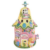 Blue Sky Clayworks Hello Kitty and Friends Easter Candle House, Ceramic, 6.25" L x 5.5" W x 9" H, Spring Windows Glow