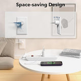 Surge Protector Power Strip 6 Outlets 600J 4FT Flat Plug Extension Cord White