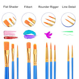 Acrylic Paint Brushes Set, 16 Packs /160 Pcs, Nylon Brush Head, Suitable For Acrylic, Oil, Watercolor,Rock Body Face Nail Art,Perfect Suit Of Art Painting, Best Gift For Kids Adult Drawing