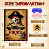 Pirate Party Games Pin The Eye Patch On The Pirates Birthday Decorations: Set Includes Skull Poster, 24 Stickers, And Blindfold For Pirates Birthday Party Decorations, Activities, And Supplies