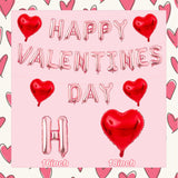 Rose Gold Happy Valentines Day Balloons, 16 Inch Valentines Decorations Balloons Red Heart Balloon For Valentine Day Decorations For Party Hotel Room Office Classroom