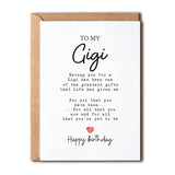 To My Gigi - Gigi Birthday Card - Gigi Is The Greatest Gifts In My Life - Birthday Card For Gigi - Gift For Gigi Card- Christmas Gifts For Gigi