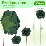 100 Pack Green Artificial Rose Flowers With Stems Foam Faux Flowers Real Looking Fake Roses Bulk For Diy Wedding Bouquets Bridal Shower Centerpieces Floral Arrangements Decor(Army Green)