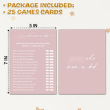 Blush Pink Baby Shower Games, Mom Or Dad Baby Shower Game Cards, Gender Reveal Party Games, Party Activities & Decorations -25 Game Cards(B04)