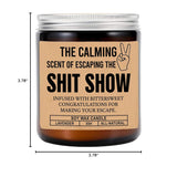 The Calming Scent Of Escaping The Shit Show - Funny Coworker Farewell Candle - Lavender Scented Soy Wax Candle Gift For Friend Leaving Job