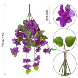 2Pcs Artificial Bougainvillea Flowers For Outdoors 25.6Inch Dark Purple Bougainvillea Hanging Flowers Fake Triangle Plum Vine Flower For Home Porch Garden Patio Yard(Dark Purple)