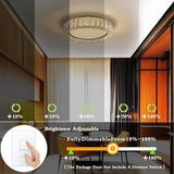 15 Inch Crystal Gold LED Ceiling Light 5CCT Dimmable Modern Flush Mount Fixture