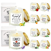 10 Pcs Valentines Teacher Appreciation Gift Candles Bulk 3.5 Oz Teacher Team Coworker Candles Inspirational Scented Jar Office Thank You Gift Women Men Retirement, 10 Scents(Simple,Fresh)