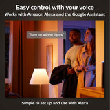A19 Smart LED Bulb 4 Pack 75W Equivalent White & Color Ambiance E26 Hue App Alexa Google Apple HomeKit