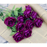 Purple Artificial Rose Flower Bouquet, Fake Silk Roses, Wedding Party Home Office Decoration,10Pcs