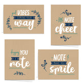 Encouraging Kraft Look Greeting Cards / 12 Friendship Note Card Pack With White Envelopes / 5" X 7" All Occasion Cards / 4 Modern Faux Brown Kraft Card Designs/Made In The Usa