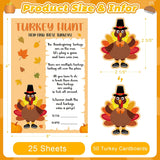Thanksgiving Games For Family Adults Office Large Groups Party, Turkey Hunt Game, Fall Families Classroom Activities With 50 Paper Turkeys - 25 Players (Turkey Hunt)