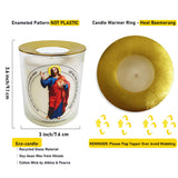 Sacred Heart Jesus Frankincense Myrth Lavender Scented Candle 50 Hours With Warmer Ring?Hand-Poured Soy Wax?Family Protection, Success, Redemption, Healing, Forgiveness?Design In Paris?3“×3.6”