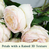 4 Pcs Real Touch Peonies Artificial Flowers, 3.5'' Big Bloom Austin Rose Peony Latex Fake Flower With Stems For Wedding Bouquet Party Valentines Arrangement Home Kitchen (Edge Pink)
