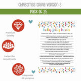 Festive Lights Christmas Trivia Party Games For Adults, Groups, Thanksgiving, Office, Holiday Movie And Song Activity, Colorful Xmas, 25 Pack, 5X7 Cards, Version 3