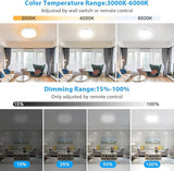 8.7 Inch Dimmable LED Ceiling Light with Remote 3000K-6000K Flush Mount Fixture