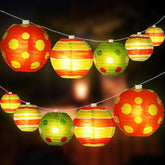 10 Pcs Christmas Paper Lanterns Red And Green Led Paper Lantern String 8.2 Ft Christmas Hanging Ornament For Xmas Tree D