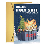 Sarcastic 2025 Christmas Card, Rude Christmas Card For Dad Mom Boyfriend Girlfrend Husband Wife Family Friends, Dumpster Fire Xmas Sympathy Cards For Men Women, Humor New Year Card