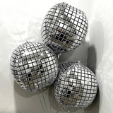 Disco Ball Arch Kit - White & Silver Balloons, Metallic Mirror Balls, Confetti For Disco Party Decor